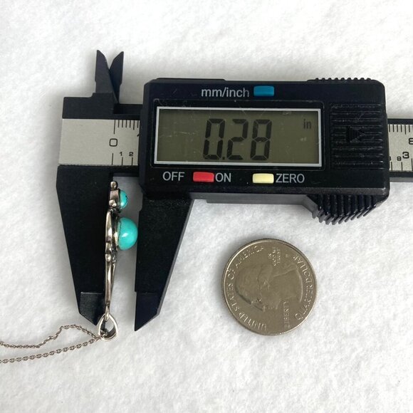 Sterling Silver 925 Scrollwork Turquoise Cabochon Pendant Necklace 16"-18" Chain - Picture 15 of 16